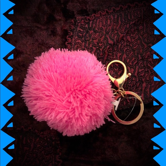 Handbag/Keychain Charm -PomPon Bright Pink - Picture 2 of 2